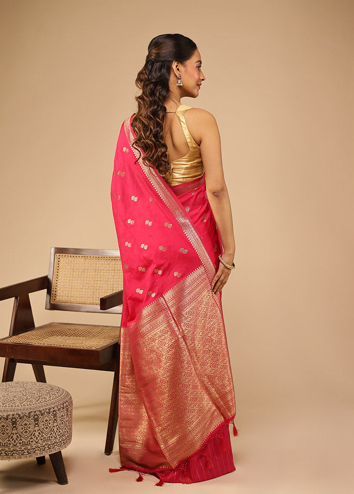 Pink Dupion Silk Saree With Blouse Piece