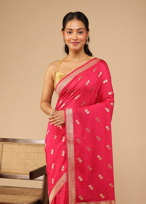 Pink Dupion Silk Saree With Blouse Piece