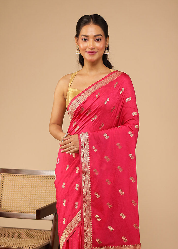 Pink Dupion Silk Saree With Blouse Piece