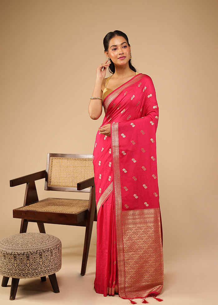 Pink Dupion Silk Saree With Blouse Piece