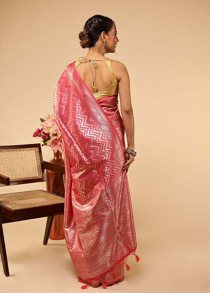 Pink Dupion Silk Saree With Blouse Piece