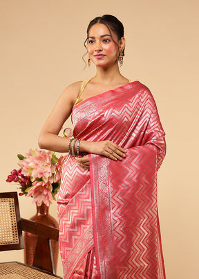 Pink Dupion Silk Saree With Blouse Piece