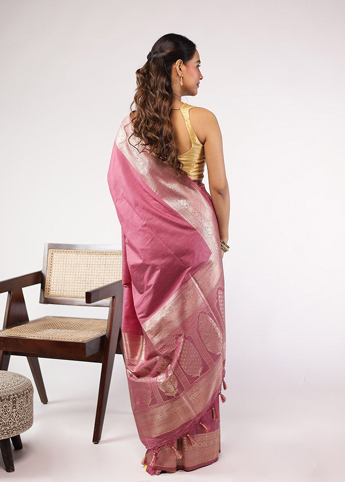 Purple Dupion Silk Saree With Blouse Piece