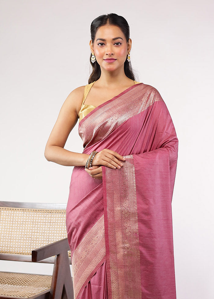 Purple Dupion Silk Saree With Blouse Piece