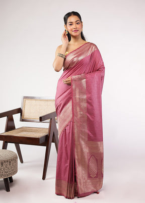 Purple Dupion Silk Saree With Blouse Piece