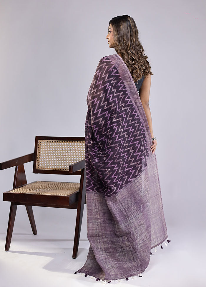 Purple Cotton Saree With Blouse Piece