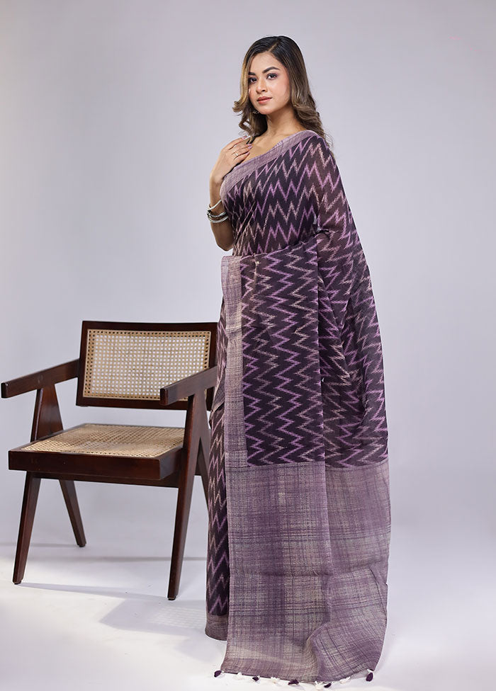 Purple Cotton Saree With Blouse Piece