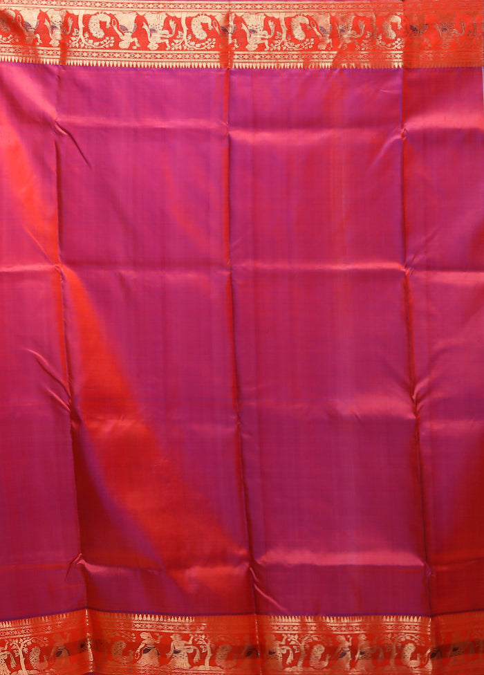Blue Handloom Baluchari Pure Silk Saree With Blouse Piece