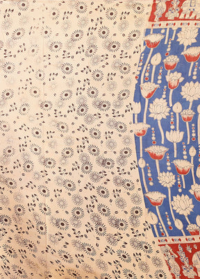 Blue Cotton Saree With Blouse Piece