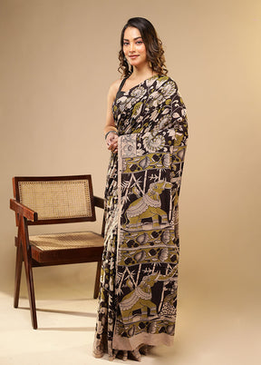 Black Cotton Saree With Blouse Piece
