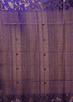 Blue Handloom Tussar Pure Silk Saree With Blouse Piece