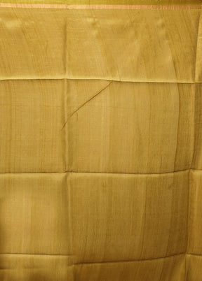 Green Handloom Tussar Pure Silk Saree With Blouse Piece