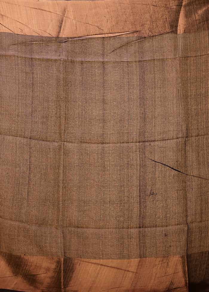 Gold Handloom Tussar Pure Silk Saree With Blouse Piece