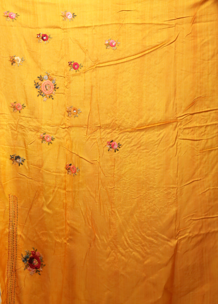 Yellow Tussar Silk Saree With Blouse Piece