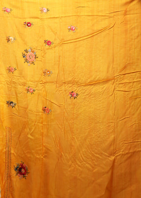 Yellow Tussar Silk Saree With Blouse Piece