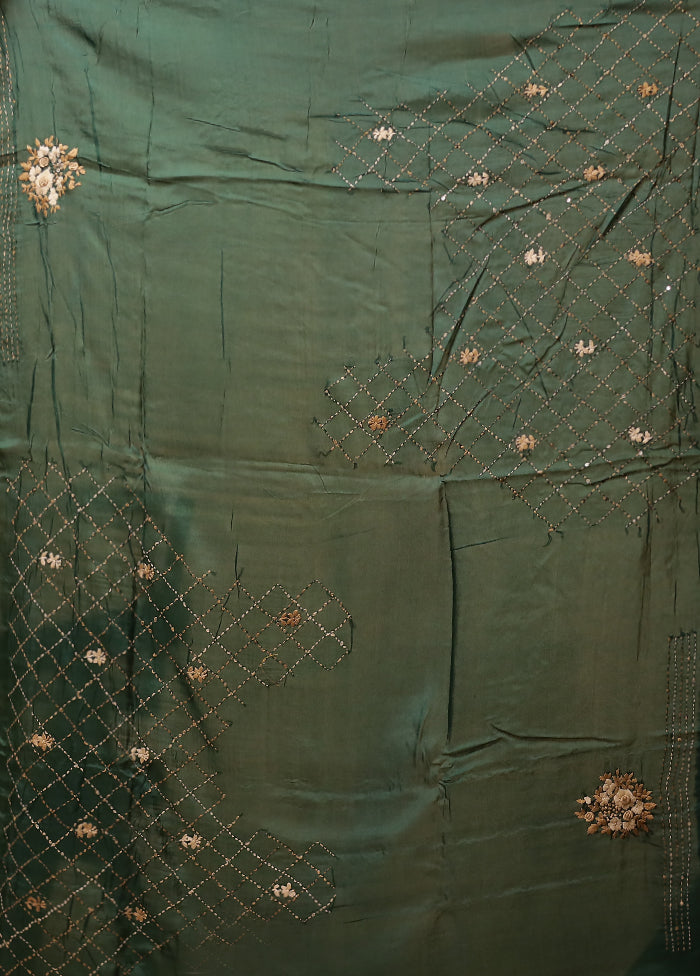 Green Tussar Silk Saree With Blouse Piece
