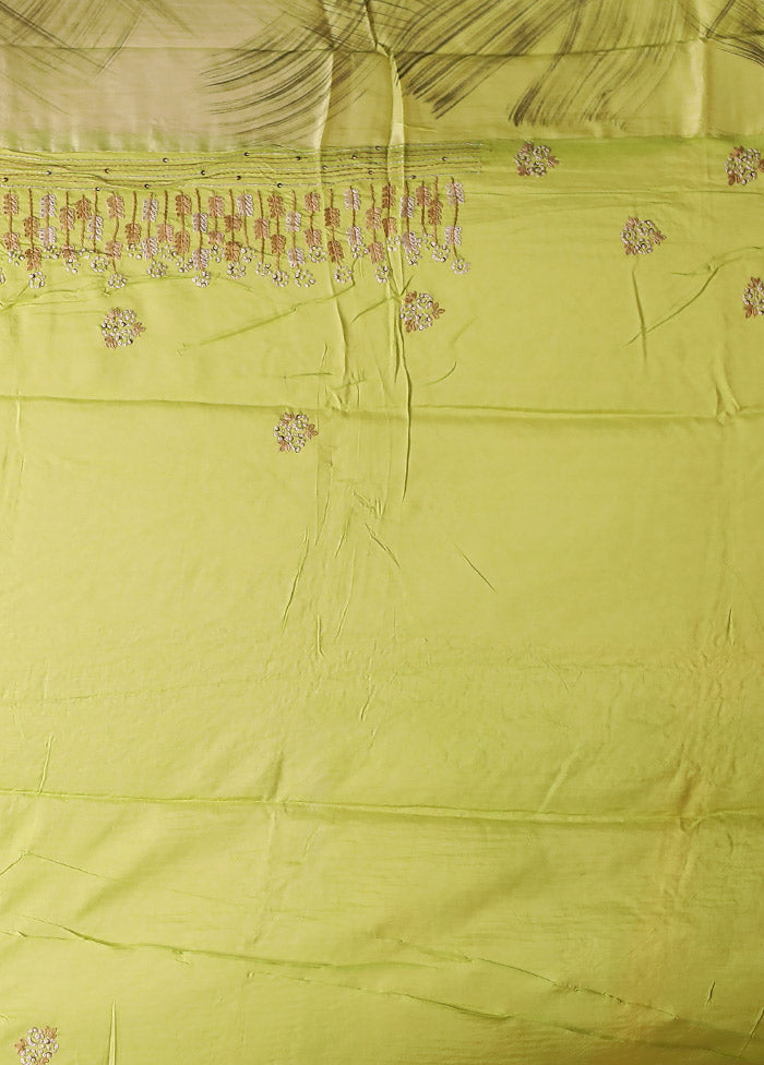 Green Tussar Silk Saree With Blouse Piece