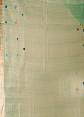 Green Tussar Silk Saree With Blouse Piece