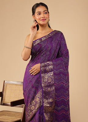 Purple Tussar Silk Saree With Blouse Piece