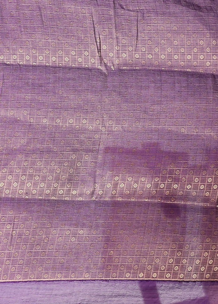 Purple Tussar Silk Saree With Blouse Piece