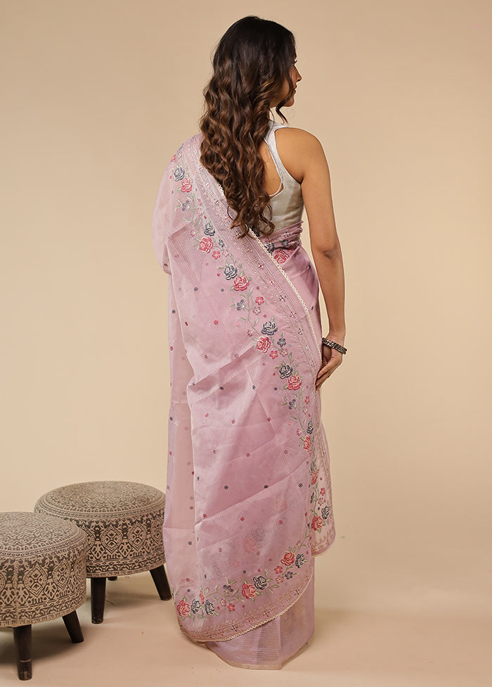 Purple Pure Cotton Saree With Blouse Piece