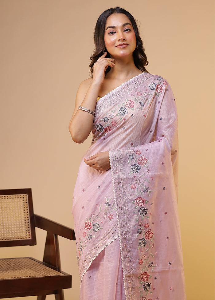 Purple Pure Cotton Saree With Blouse Piece