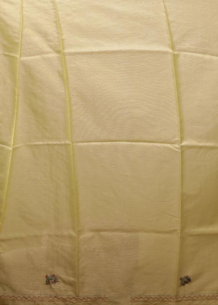 Yellow Cotton Saree With Blouse Piece