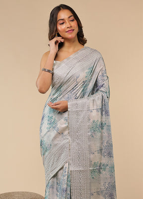 Cream Pure Cotton Saree With Blouse Piece