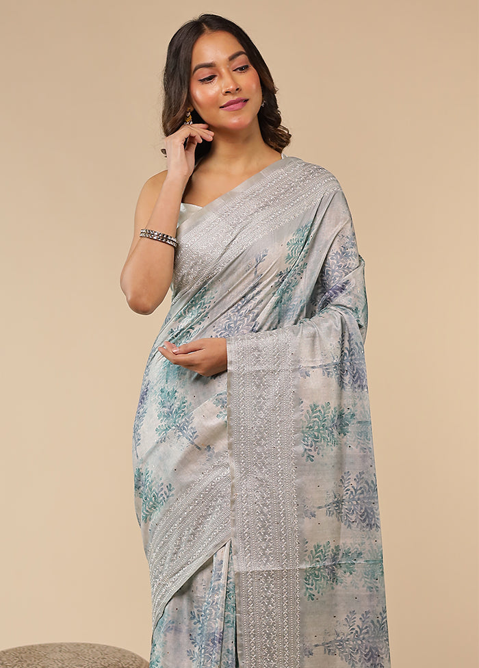 Cream Pure Cotton Saree With Blouse Piece