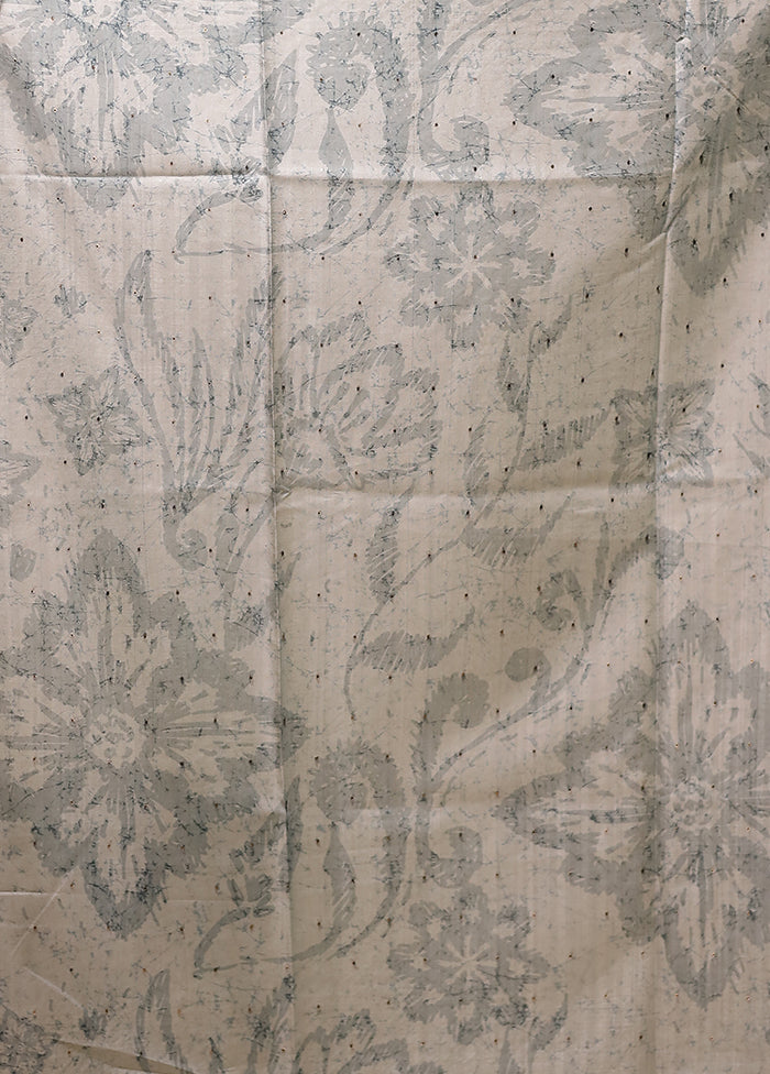 Cream Pure Cotton Saree With Blouse Piece