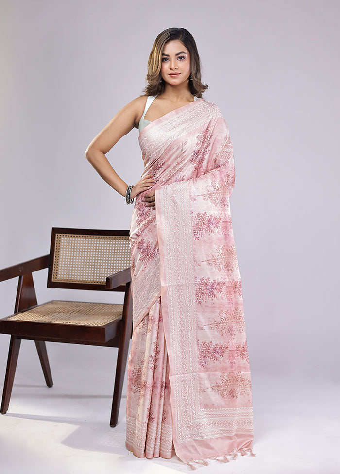 Cream Pure Cotton Saree With Blouse Piece