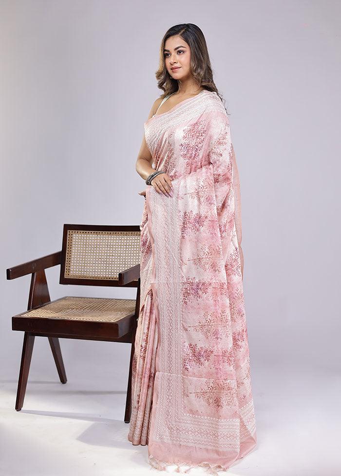 Cream Pure Cotton Saree With Blouse Piece