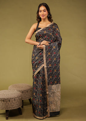 Blue Tussar Silk Saree With Blouse Piece