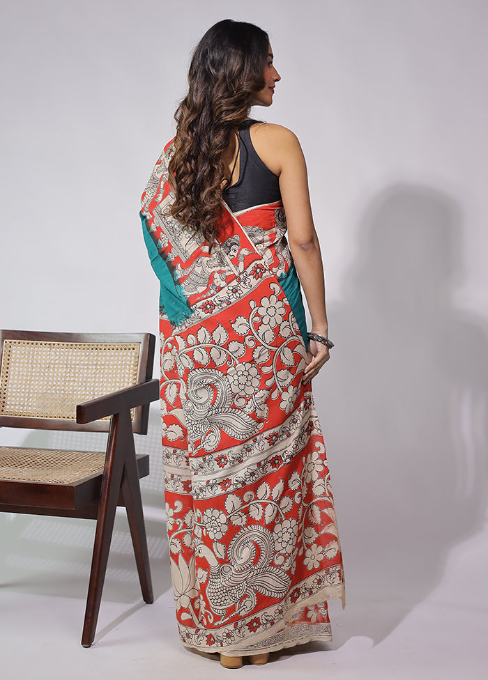 Green Cotton Saree With Blouse Piece