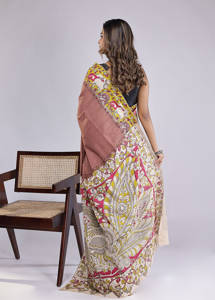 Brown Cotton Saree With Blouse Piece