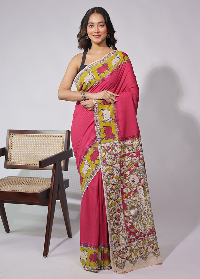 Pink Cotton Saree With Blouse Piece