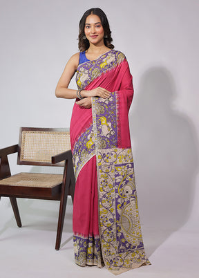 Pink Cotton Saree With Blouse Piece