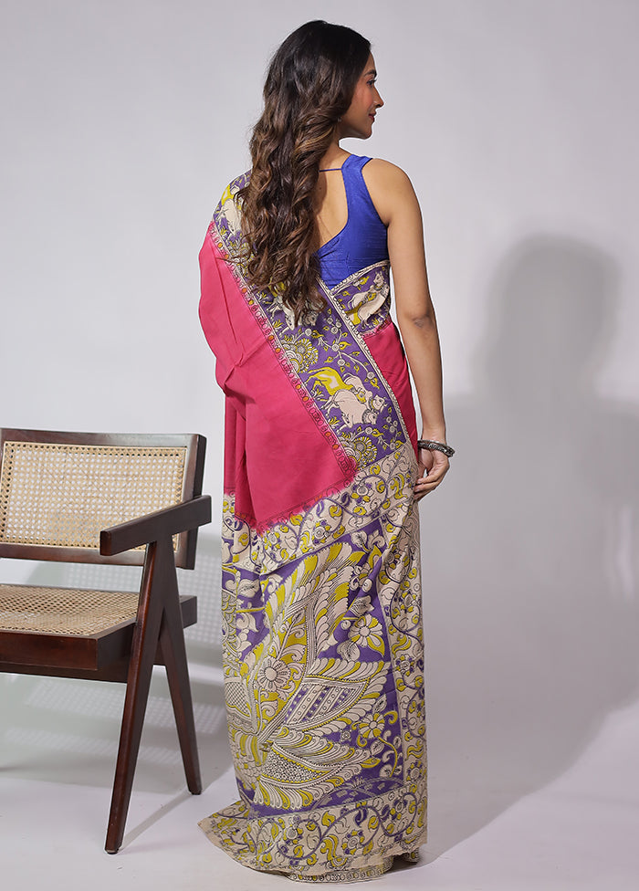 Pink Cotton Saree With Blouse Piece