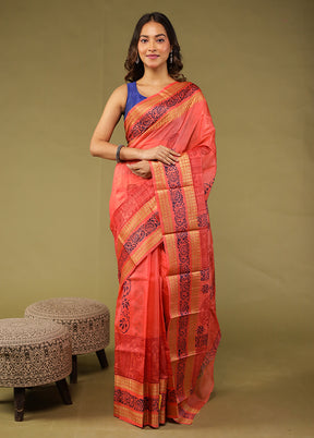Pink Printed Pure Silk Saree Without Blouse Piece