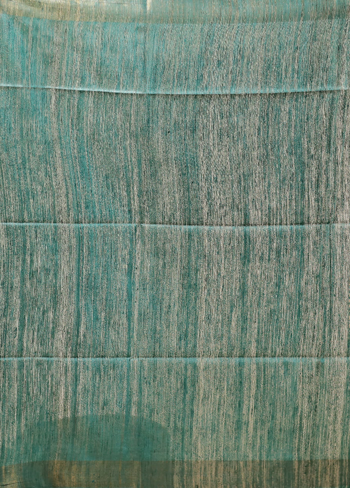 Green Tussar Silk Saree With Blouse Piece