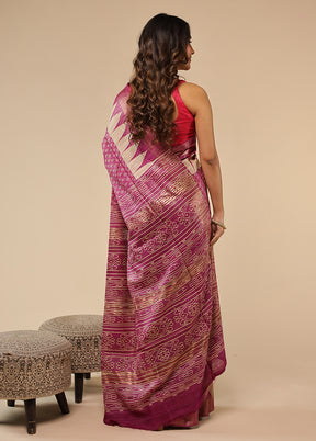 Purple Tussar Silk Saree With Blouse Piece