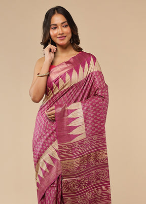 Purple Tussar Silk Saree With Blouse Piece
