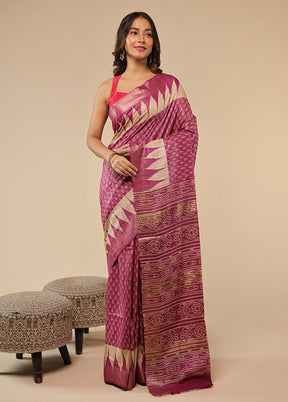 Purple Tussar Silk Saree With Blouse Piece