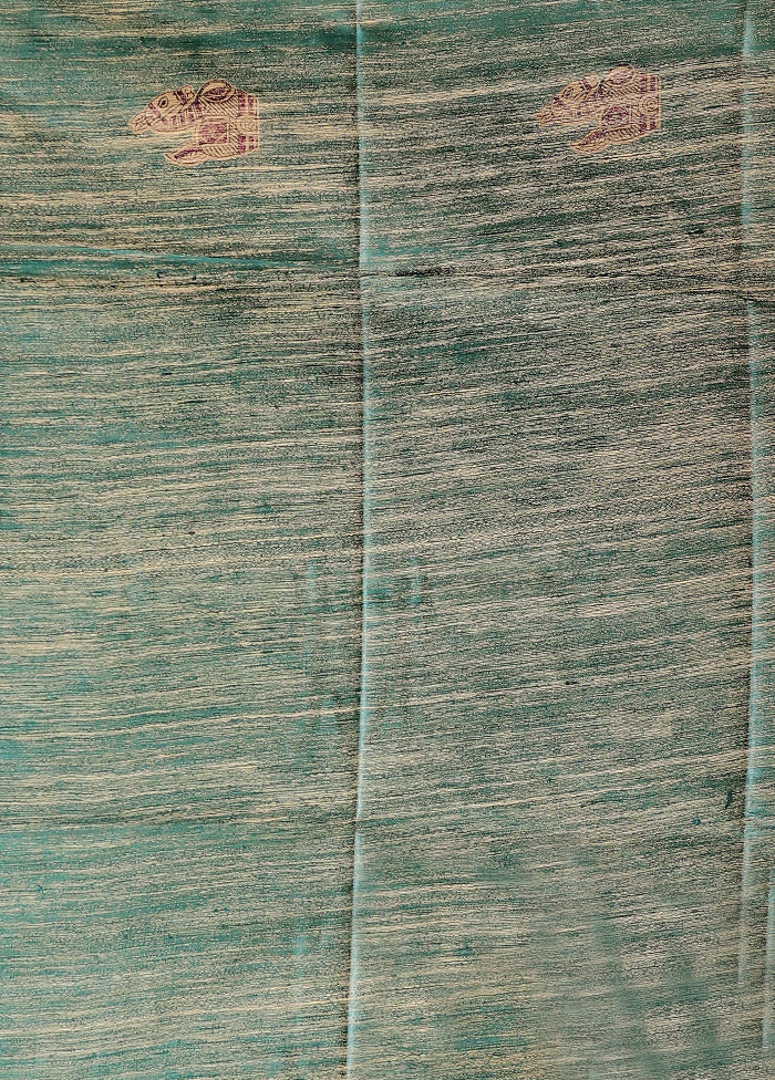 Green Tussar Silk Saree With Blouse Piece