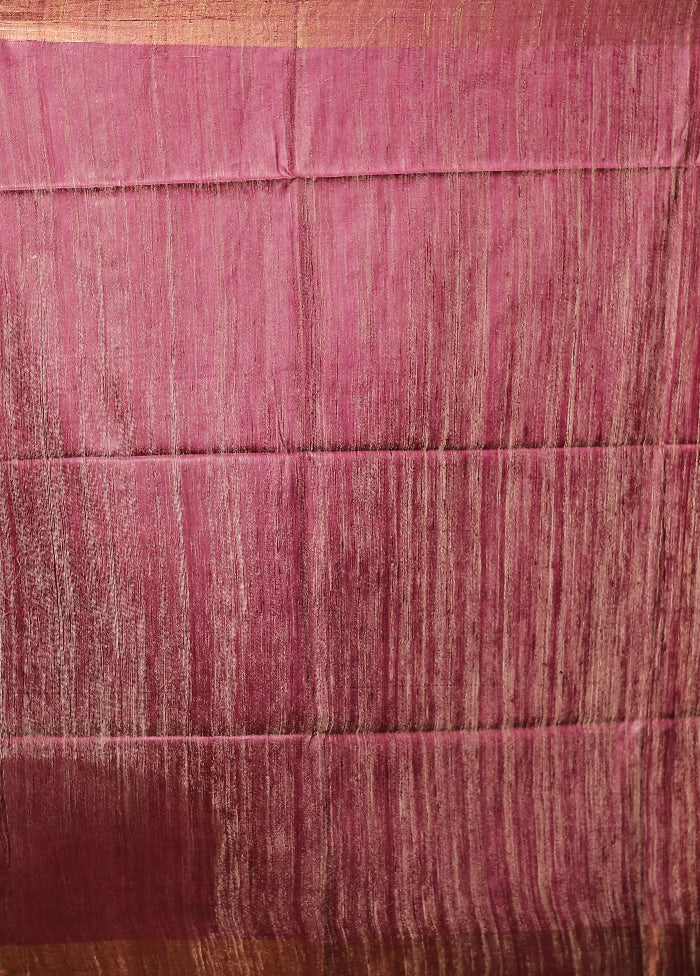 Purple Tussar Silk Saree With Blouse Piece