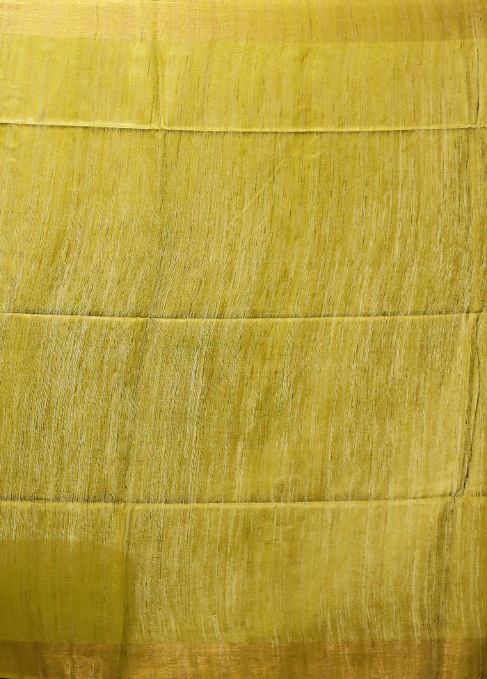 Green Tussar Silk Saree With Blouse Piece