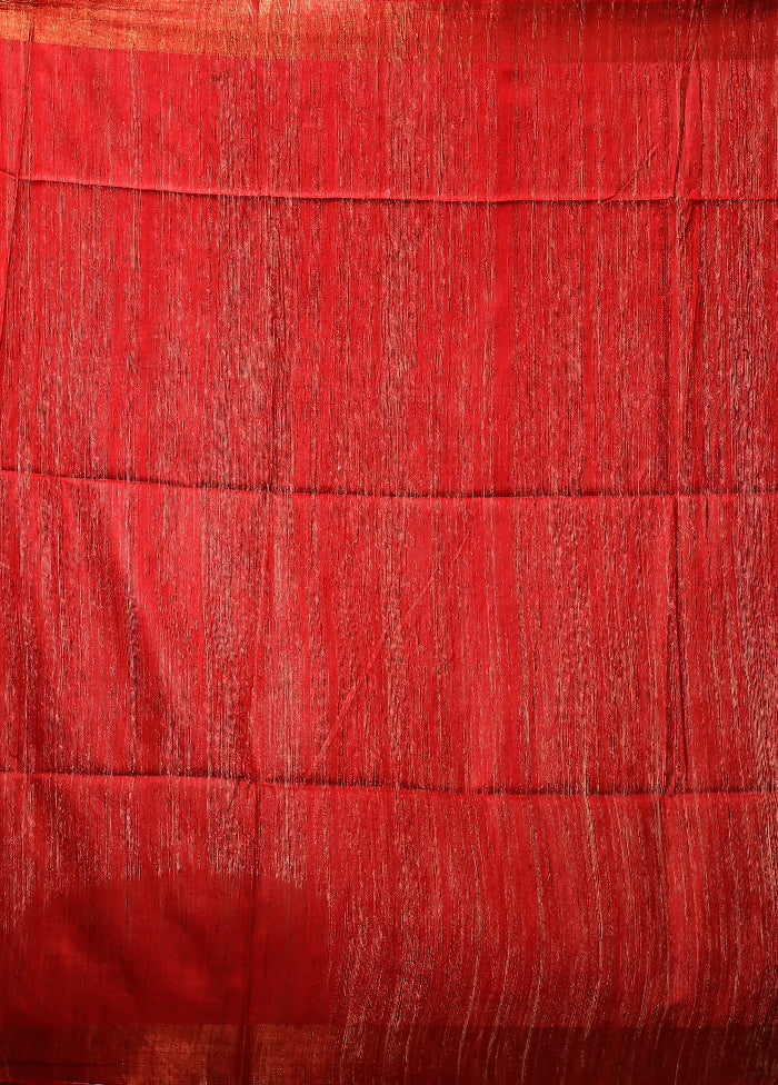 Cream Tussar Silk Saree With Blouse Piece