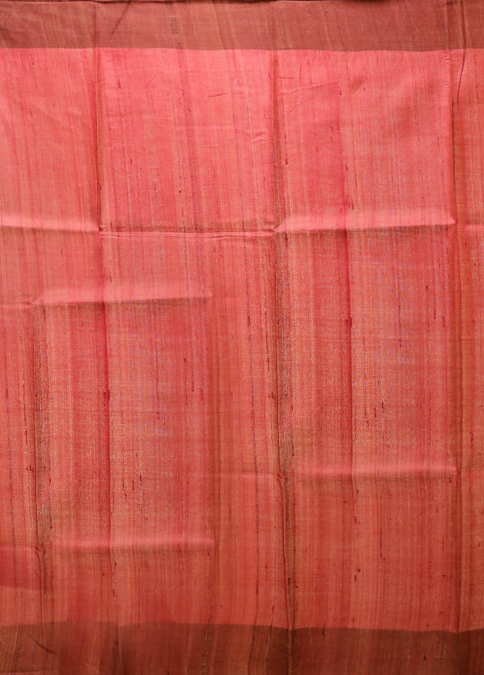 Cream Tussar Silk Saree With Blouse Piece