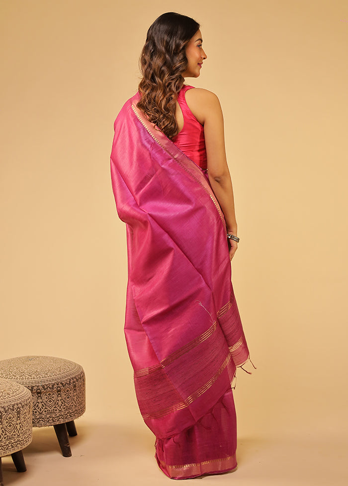 Purple Tussar Silk Saree With Blouse Piece