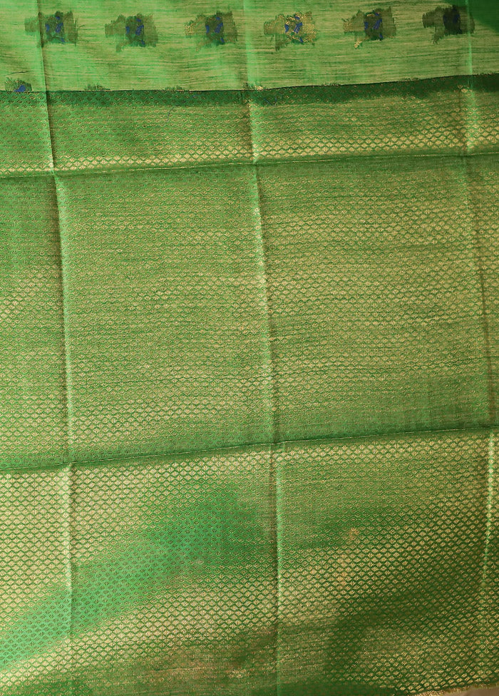 Green Tussar Silk Saree With Blouse Piece